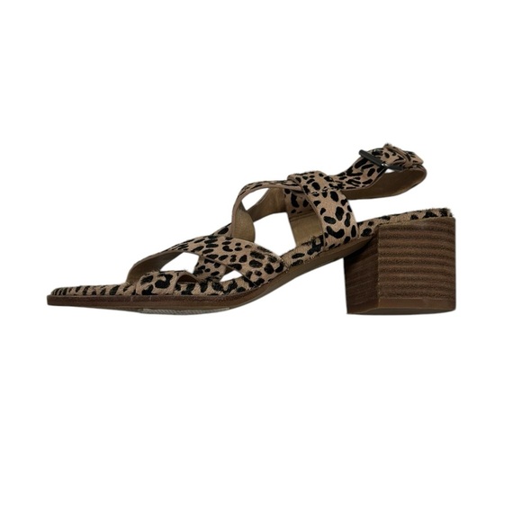 Madewell Alyssa Leopard Strappy Sandals Size 7 Calf Hair Block Heel - Picture 1 of 10